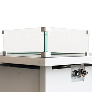 30in White Steel Propane & Natural Gas Fire Pit Table Set – Durable Powder-Coated Finish with Lid, Ideal for Patio, Deck & Backyard Heating