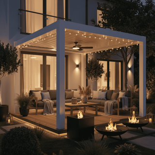 Aluminum Pergola Gazebo with Adjustable Louvered Roof & LED