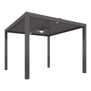 Aluminum Pergola Gazebo with Adjustable Louvered Roof & LED