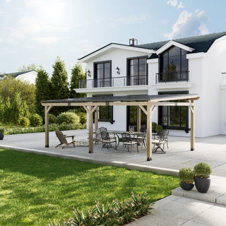 AeroEave Outdoor Cedar Wooden Hardtop Gazebo with Pitched Galvanized Steel Roof