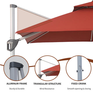 Square Cantilever Patio Umbrella with 5 Adjustable Angles