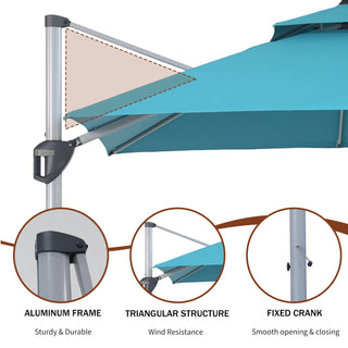 Square Cantilever Patio Umbrella with 5 Adjustable Angles