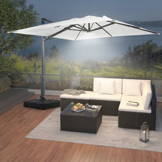 Square Cantilever Patio Umbrella with 90° Tilt, Optional LED/Bluetooth, 4 Colors