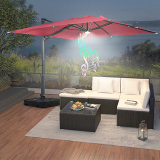Square Cantilever Patio Umbrella with 90° Tilt, Optional LED/Bluetooth, 4 Colors