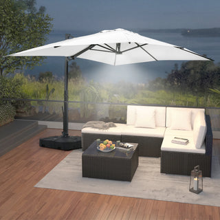 Square Cantilever Patio Umbrella with 90° Tilt, Optional LED/Bluetooth, 4 Colors