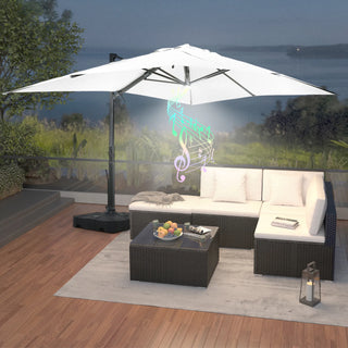 Square Cantilever Patio Umbrella with 90° Tilt, Optional LED/Bluetooth, 4 Colors