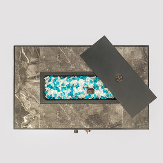 32" Propane Gas Fire Pit Table, 50000 BTU Rectangular Fire Pit, Tile Tabletop with Beautiful Wicker Base for Outside Patio Deck Garden Courtyard-Brown