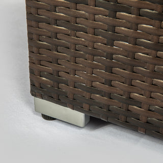 32" Propane Gas Fire Pit Table, 50000 BTU Rectangular Fire Pit, Tile Tabletop with Beautiful Wicker Base for Outside Patio Deck Garden Courtyard-Brown