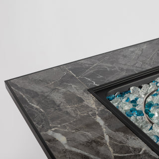 30" Propane Gas Fire Pit Table, 50000 BTU Square Fire Pit, Tile Tabletop with Beautiful Wicker Base for Outside Patio Deck Garden Courtyard-Brown