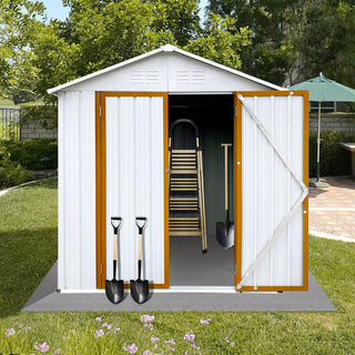 Mondawe 6ft x 4ft Metal Outdoor Storage Shed with Apex Roof, Garden Tool Organizer for Backyard