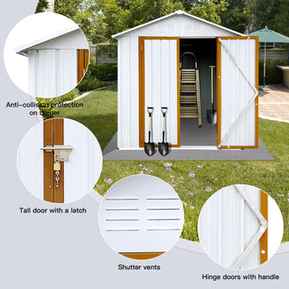 Mondawe 6ft x 4ft Metal Outdoor Storage Shed with Apex Roof, Garden Tool Organizer for Backyard