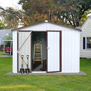 Mondawe 8ft x 10ft Metal Garden Storage Shed, Outdoor Tool Organizer for Backyard or Patio