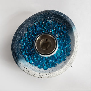 Tabletop Fire Pit Black/Blue, Outdoor & Indoor Fire Pit, Portable Concrete Fire Pit, Personal Ethanol Fireplace, Outdoor Table Top Fire Pit, Mini Fire Pit Smokeless Fire Bowl