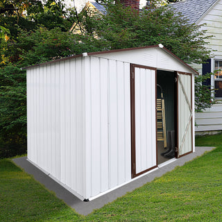 Mondawe 8ft x 10ft Metal Garden Storage Shed, Outdoor Tool Organizer for Backyard or Patio