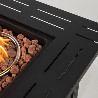 28" Propane Gas Fire Pit Table, 50000 BTU Square Steel Fire Pit for Outside Patio Deck Garden Backyard-Black