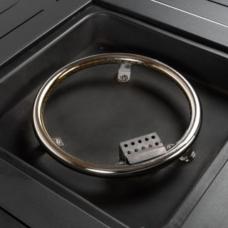 28" Propane Gas Fire Pit Table, 50000 BTU Square Steel Fire Pit with Beautiful Wicker Base for Outside Patio Deck Garden Backyard-Black