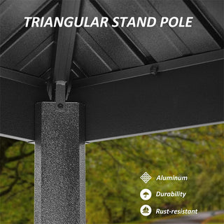 Hardtop Grill Outdoor BBQ Gazebo with 2 Side Shelves and Sloping Galvanized Steel Roof, Metal Permanent Grill Canopy with Ceiling Hooks