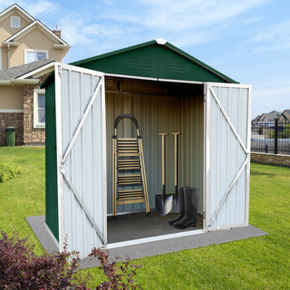 Mondawe 6ft x 4ft Metal Outdoor Storage Shed with Apex Roof, Garden Tool Organizer for Backyard
