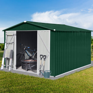 Mondawe 8ft x 10ft Metal Garden Storage Shed, Outdoor Tool Organizer for Backyard or Patio