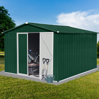 Mondawe 8ft x 10ft Metal Garden Storage Shed, Outdoor Tool Organizer for Backyard or Patio