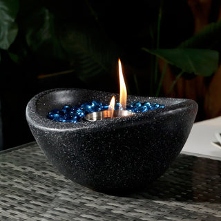 Tabletop Fire Pit Black/Blue, Outdoor & Indoor Fire Pit, Portable Concrete Fire Pit, Personal Ethanol Fireplace, Outdoor Table Top Fire Pit, Mini Fire Pit Smokeless Fire Bowl