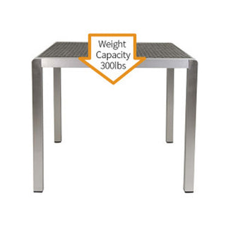 35 Inch Square Outdoor Dining Table – Anodized Aluminum Frame with Wicker Top in Silver & Gray
