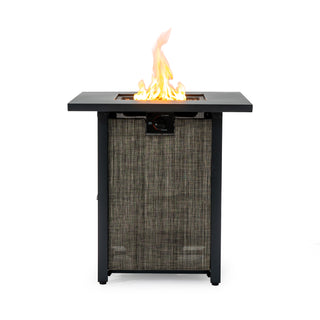 28" Propane Gas Fire Pit Table, 50000 BTU Square Steel Fire Pit for Outside Patio Deck Garden Courtyard -Black