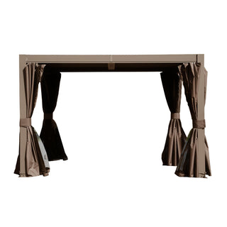 10x12/10x10 FT Outdoor Louvered Pergola with Adjustable Louvers-Brown/Gray/White