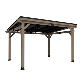 AeroEave Outdoor Cedar Wooden Hardtop Gazebo with Pitched Galvanized Steel Roof