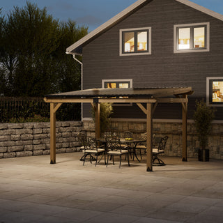 AeroEave Outdoor Cedar Wooden Hardtop Gazebo with Pitched Galvanized Steel Roof