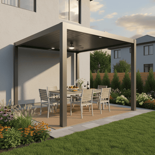 Aluminum Pergola Gazebo with Adjustable Louvered Roof & LED