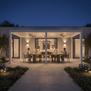 Aluminum Double Pergola Gazebo with Adjustable Louvered Roof & LED