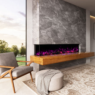 Panoramic 3-Sided Multi-Color LED Flame Wall-Mounted & Recessed Electric Fireplace