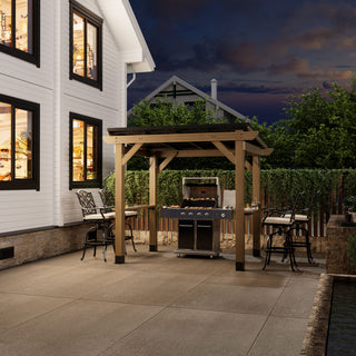 AeroEave Outdoor Cedar Wooden Hardtop Gazebo with Pitched Galvanized Steel Roof