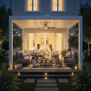 Aluminum Pergola Gazebo with Adjustable Louvered Roof & LED