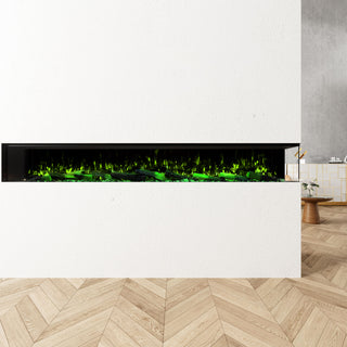 Panoramic 3-Sided Multi-Color LED Flame Wall-Mounted & Recessed Electric Fireplace