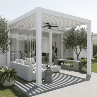 Aluminum Pergola Gazebo with Adjustable Louvered Roof & LED