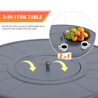 25 H x 32 W Aluminum Outdoor Fire Pit Table Set with Lid – Rust-Resistant Powder-Coated Frame, Perfect for Patio, Deck & Backyard Heating