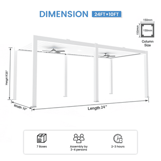 Aluminum Double Pergola Gazebo with Adjustable Louvered Roof & LED