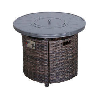 25 H x 32 W Aluminum Outdoor Fire Pit Table Set with Lid – Rust-Resistant Powder-Coated Frame, Perfect for Patio, Deck & Backyard Heating