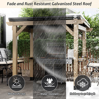 AeroEave Outdoor Cedar Wooden Hardtop Gazebo with Pitched Galvanized Steel Roof