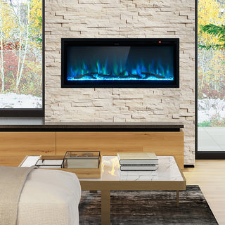 Electric Fireplace in-Wall Recessed with Remote Control and Adjustable Color and Brightness