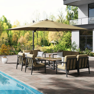 Square Cantilever Patio Umbrella with 90° Tilt, Optional LED/Bluetooth, 4 Colors