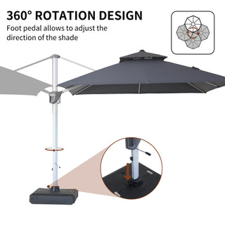 Square Cantilever Patio Umbrella with 5 Adjustable Angles