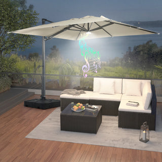 Square Cantilever Patio Umbrella with 90° Tilt, Optional LED/Bluetooth, 4 Colors