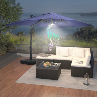 Square Cantilever Patio Umbrella with 90° Tilt, Optional LED/Bluetooth, 4 Colors