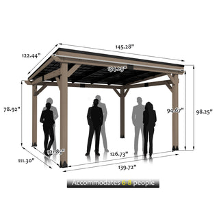 AeroEave Outdoor Cedar Wooden Hardtop Gazebo with Pitched Galvanized Steel Roof