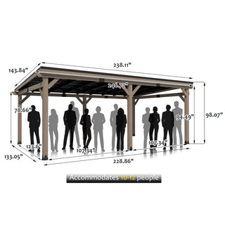 AeroEave Outdoor Cedar Wooden Hardtop Gazebo with Pitched Galvanized Steel Roof