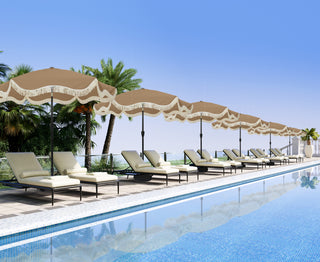 9 FT Tassel Market Patio Umbrella with Full Fiberglass Rib in Cream/Beige/Tan