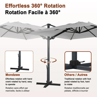 Square Cantilever Patio Umbrella with 90° Tilt, Optional LED/Bluetooth, 4 Colors